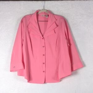 Covington‎ Women's Pink Office Business Button Down Blouse Size XL